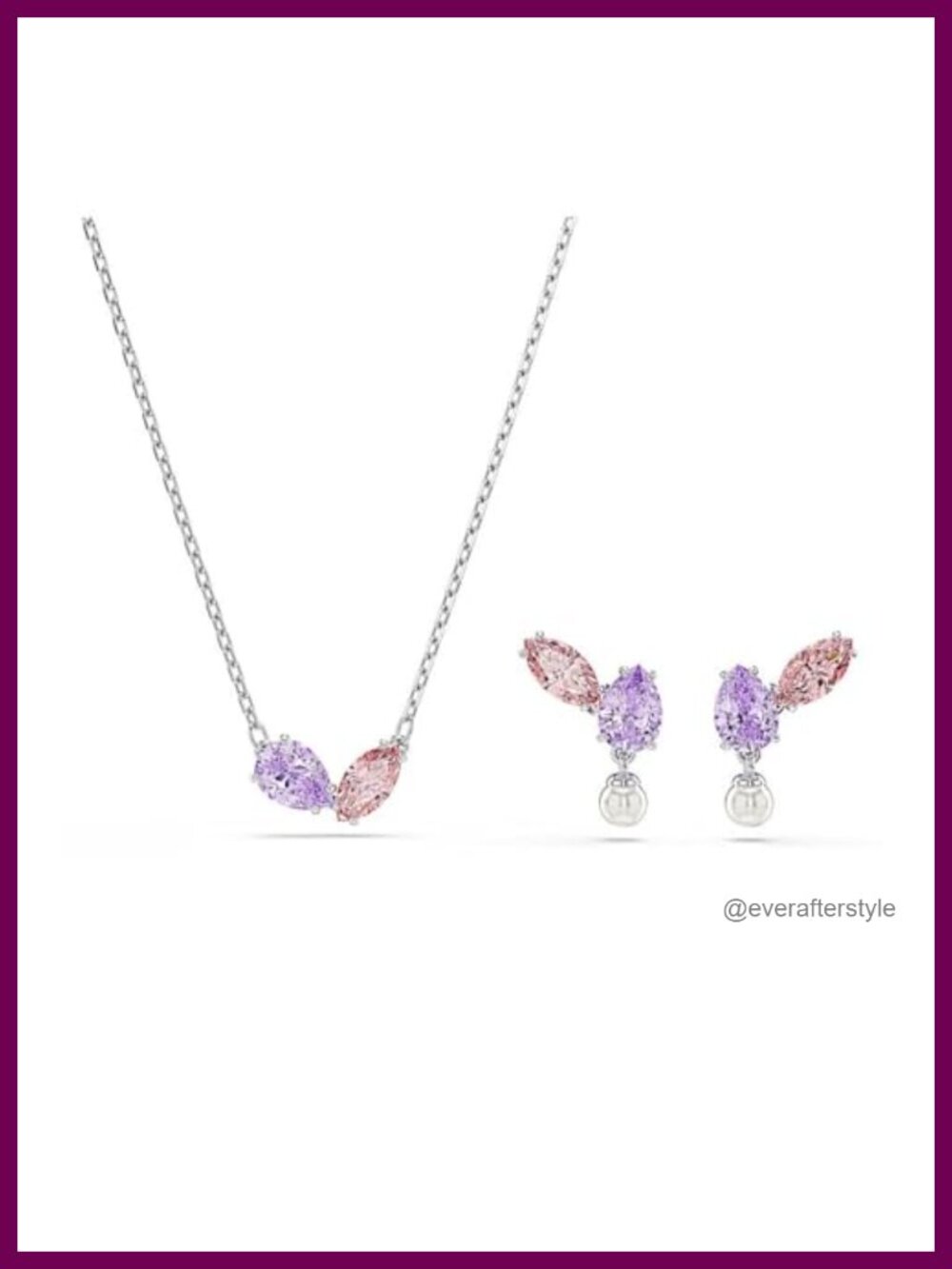 Swarovski Zirconia Rhodium Finish Jewelry Set